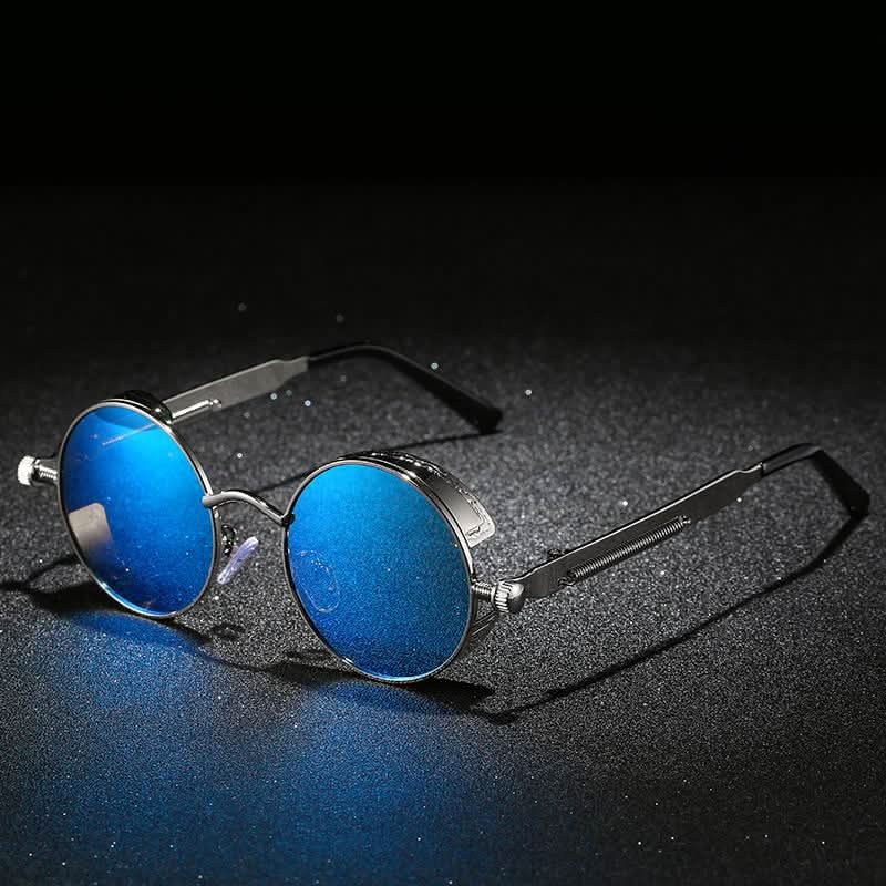 Vintage Round Steampunk Sunglasses, Polarized, UV400