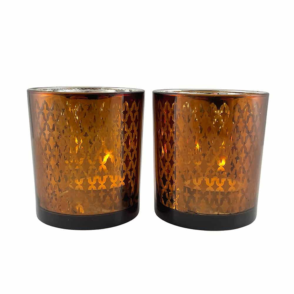 Tea light holder made of glass (2 pcs.) Copper / black by SIA Home Fashion | Kalsten