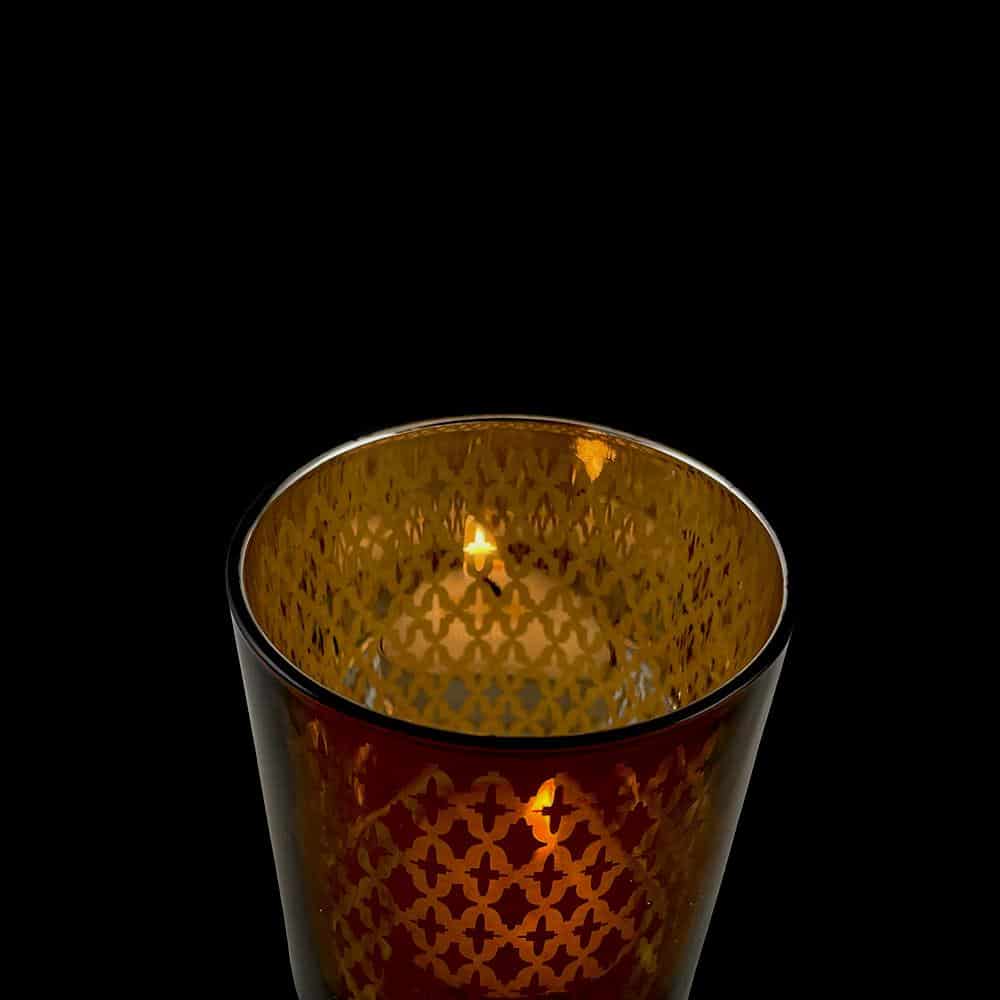 Tea light holder made of glass (2 pcs.) Copper / black by SIA Home Fashion | Kalsten