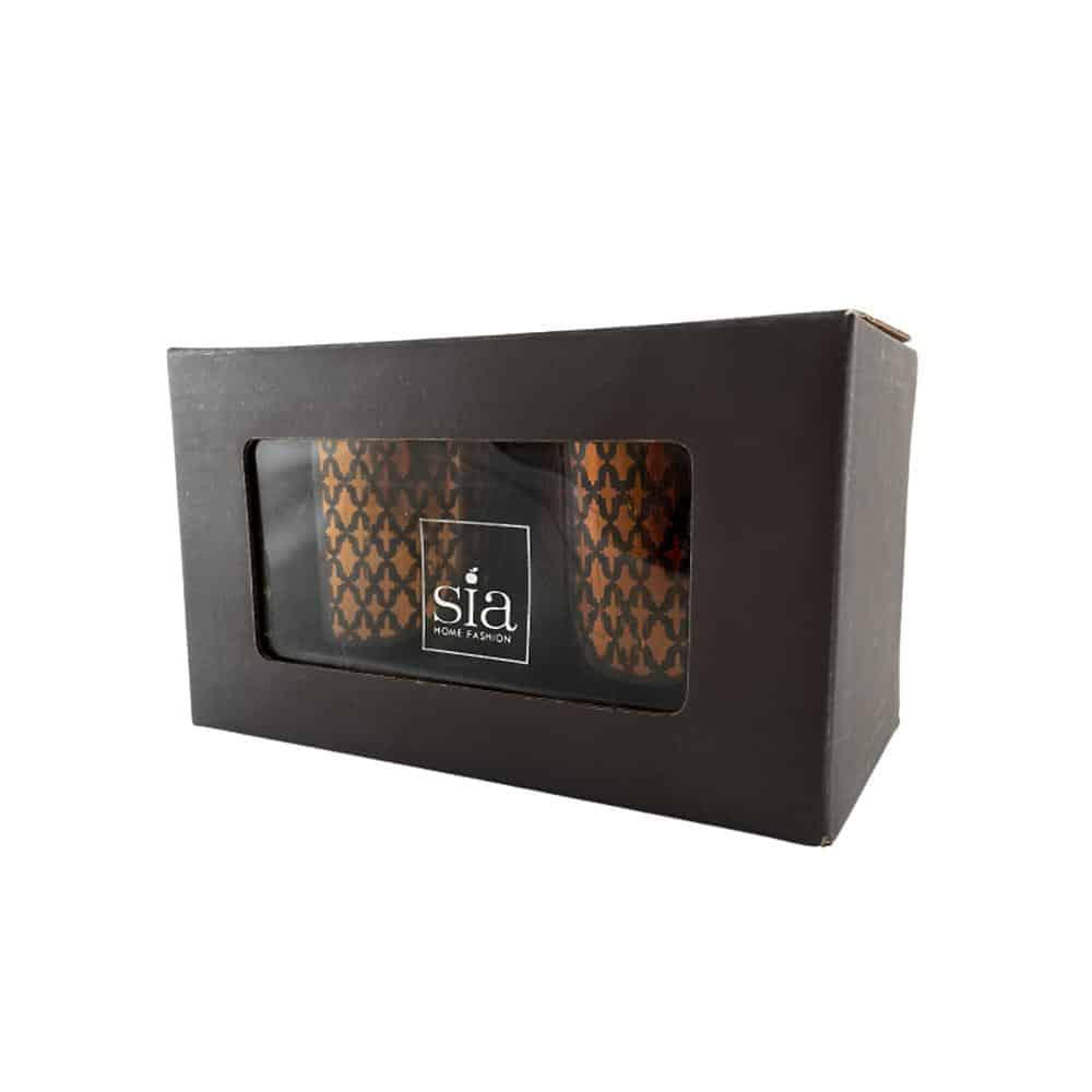 Tea light holder made of glass (2 pcs.) Copper / black by SIA Home Fashion | Kalsten