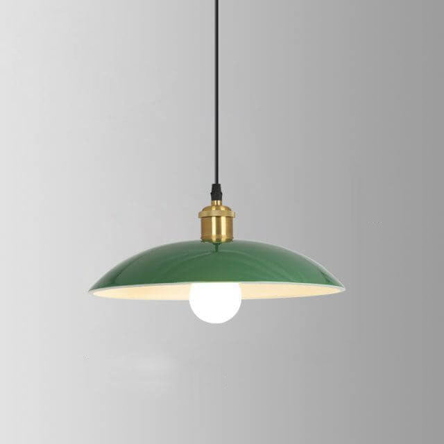Kalsten | RetroDome Industrial Vintage Pendant Light | Green Iron Dome Design | Single Light | Rustic Ceiling Lighting