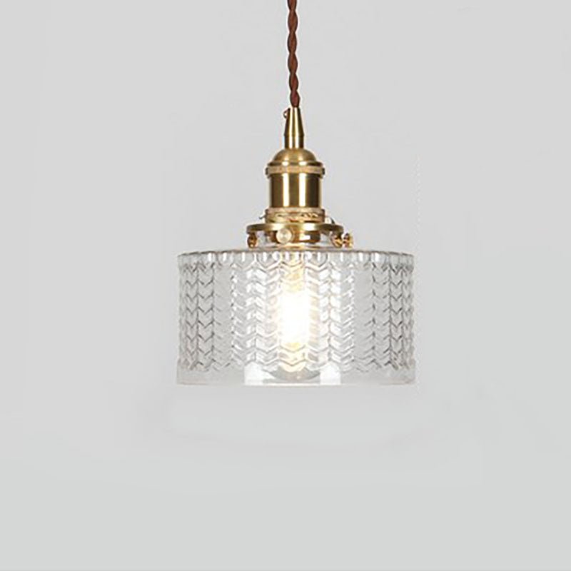 Pendant Light Glass Copper 6 in Clear Modern Hallway Living Room Bedroom LED Incandescent Fluorescent Hardwired Fixture | Kalsten