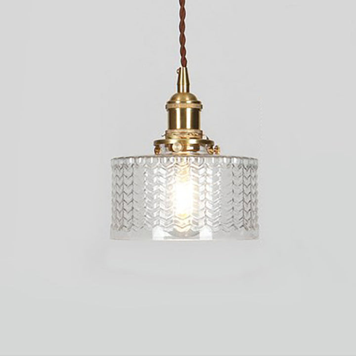 Pendant Light Glass Copper 6 in Clear Modern Hallway Living Room Bedroom LED Incandescent Fluorescent Hardwired Fixture | Kalsten