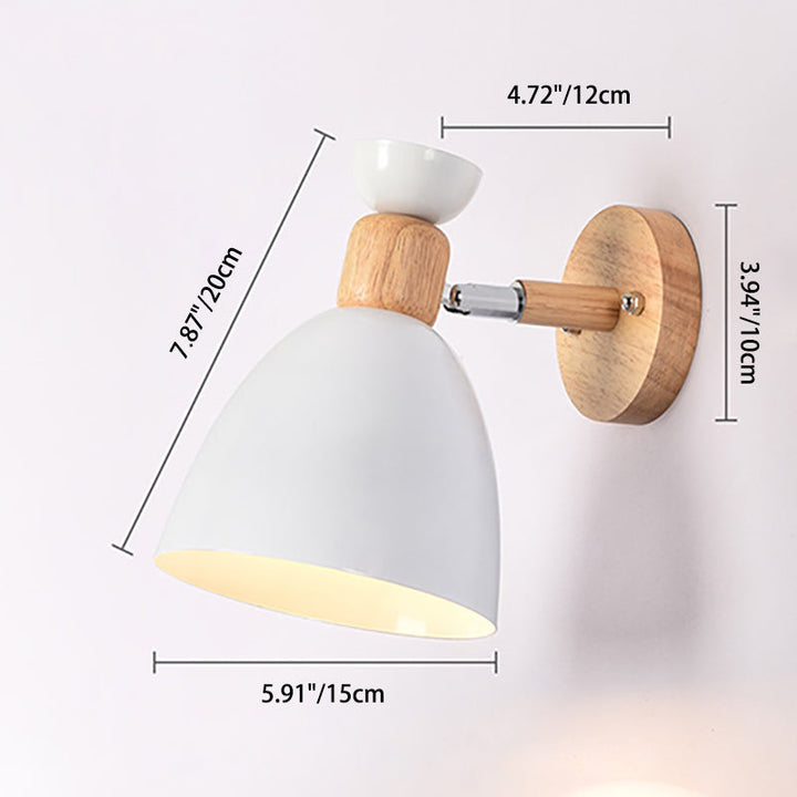 Modern Minimalistic Round Horn Aluminum Wood 1-Light Wall Lamp for Bedroom | Kalsten