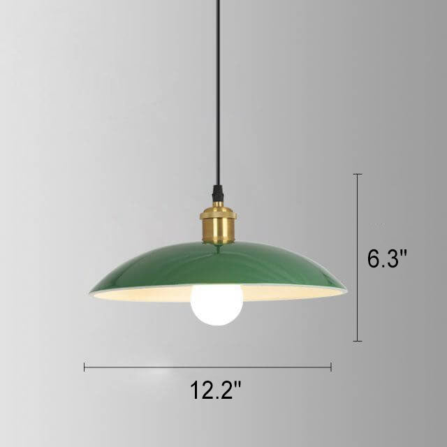 Kalsten | RetroDome Industrial Vintage Pendant Light | Green Iron Dome Design | Single Light | Rustic Ceiling Lighting