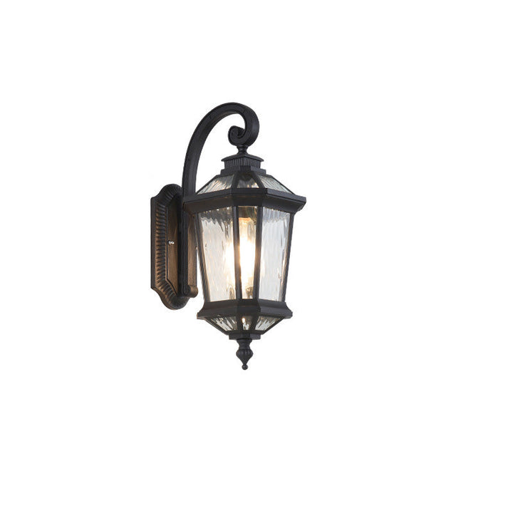 Traditional European Waterproof Aluminum Glass Octagon Cylinder 1-Light Wall Sconce Lamp For Garden | Kalsten