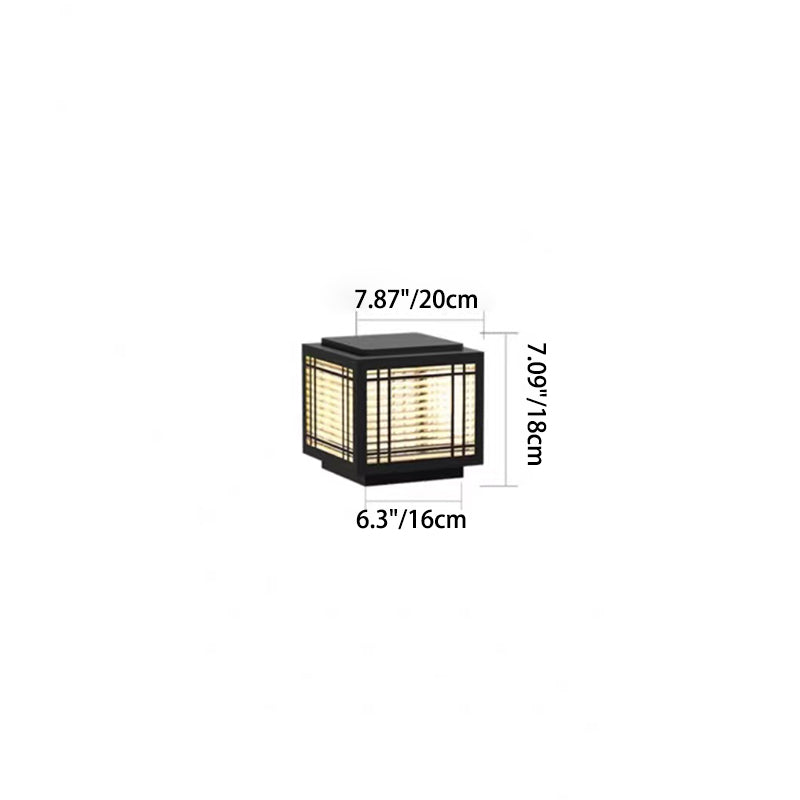 Traditional Chinese Square Aluminum Glass 1-Light Post Head Light For Garden | Kalsten