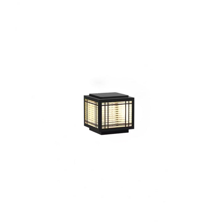Traditional Chinese Square Aluminum Glass 1-Light Post Head Light For Garden | Kalsten