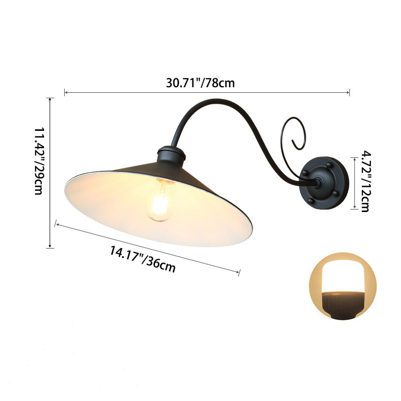 Contemporary Retro Waterproof Iron Round 1-Light Wall Sconce Lamp For Garden | Kalsten