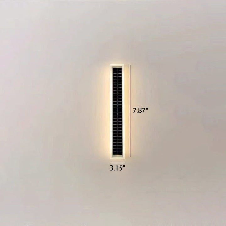 Minimalist Outdoor Solar Rectangular Strip Waterproof Patio LED Wall Sconce Lamp | Kalsten