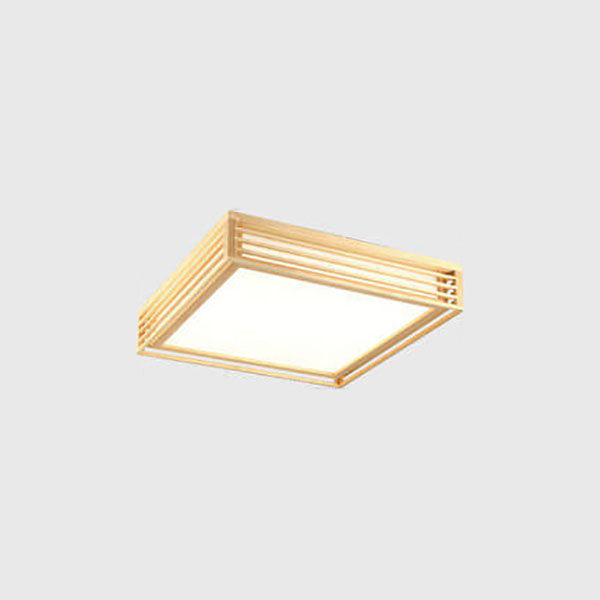 Flush Mount Ceiling Light Wood Acrylic 13.8 in LED Beige White Modern Bedroom Living Room Dining Room Lighting | Kalsten