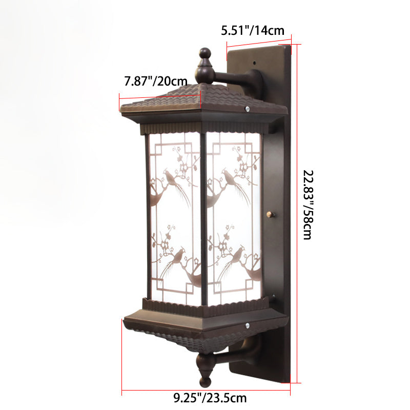 Traditional Chinese Rectangular Aluminum Glass Solar LED Wall Sconce Lamp For Garden | Kalsten