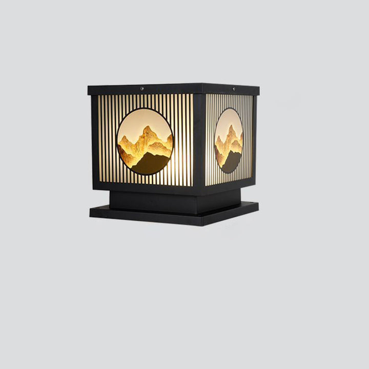 Traditional Chinese Aluminum Glass Square LED Waterproof Solar Landscape Light For Outdoor Patio | Kalsten