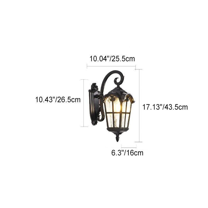 Traditional European Quadrilateral Window Shape Aluminum Glass 1-Light Wall Sconce Lamp For Outdoor Patio | Kalsten