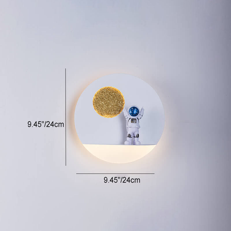 Contemporary Creative Iron Resin Round Astronaut LED Wall Light Lamp for Bedroom | Kalsten