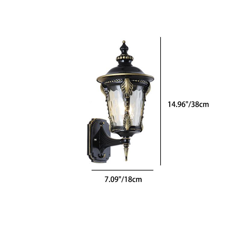 Traditional European Waterproof Quadrangle Pointed Cylinder Aluminum Glass 1-Light Outdoor Wall Sconce Lamp For Garden | Kalsten