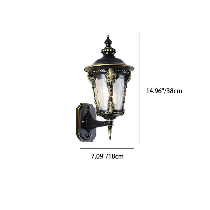 Traditional European Waterproof Quadrangle Pointed Cylinder Aluminum Glass 1-Light Outdoor Wall Sconce Lamp For Garden | Kalsten