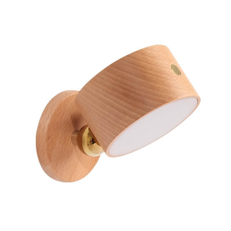 Simple wood USB rechargeable touch magnet LED night light wall sconce lamp | Kalsten