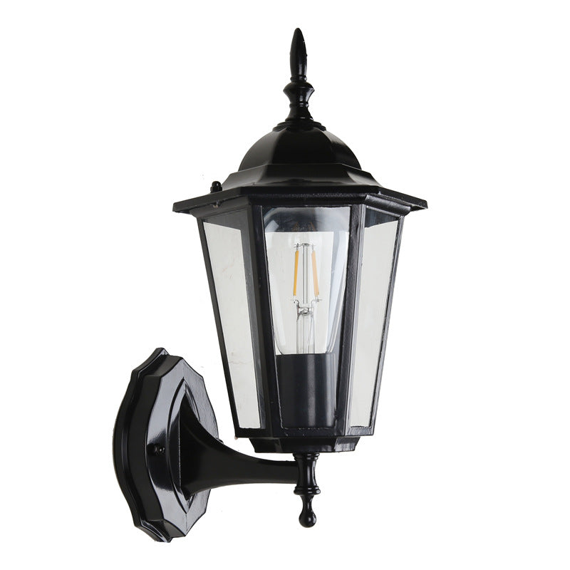 Contemporary Industrial Hexagonal Aluminum Frame Frosted Glass 1-Light Outdoor Wall Sconce Lamp For Garden | Kalsten