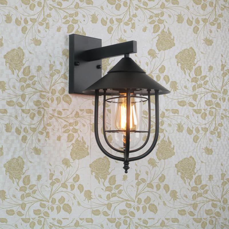 Vintage Industrial Iron Lantern Indoor Outdoor 1-Light Wall Sconce Lamp | Kalsten