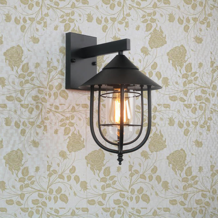 Vintage Industrial Iron Lantern Indoor Outdoor 1-Light Wall Sconce Lamp | Kalsten