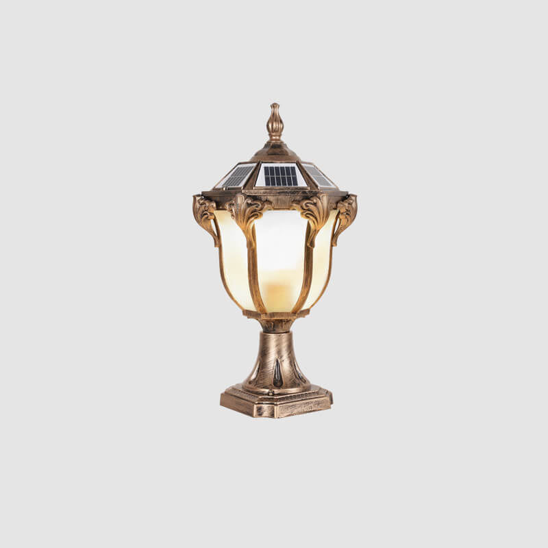 European Retro Die-Cast Aluminum Glass Solar Waterproof Outdoor Garden Landscape Column Light | Kalsten