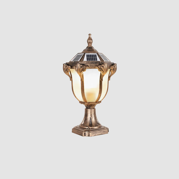European Retro Die-Cast Aluminum Glass Solar Waterproof Outdoor Garden Landscape Column Light | Kalsten