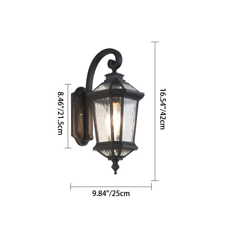 Traditional European Waterproof Aluminum Glass Octagon Cylinder 1-Light Wall Sconce Lamp For Garden | Kalsten