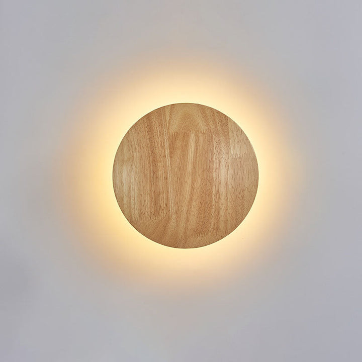 Minimalist Oval Wood LED Wall Lamp – Living Room