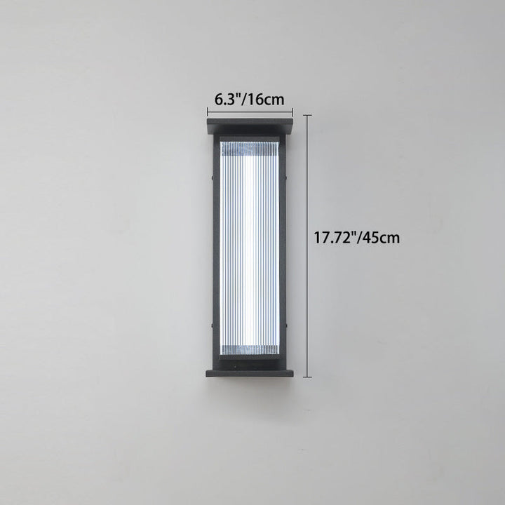 Modern Minimalist Waterproof Rectangular Stainless Steel Acrylic LED Wall Sconce Lamp For Outdoor Patio | Kalsten