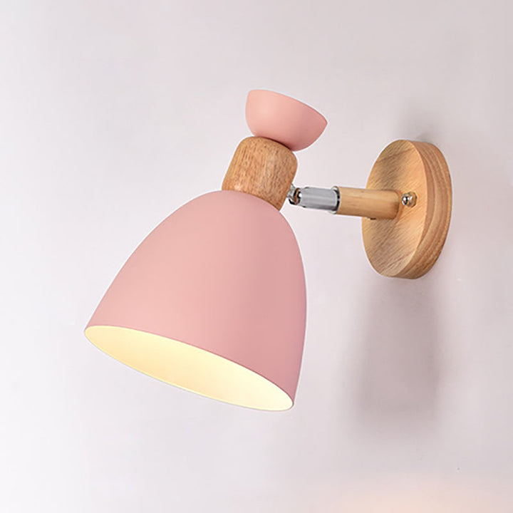 Modern Minimalistic Round Horn Aluminum Wood 1-Light Wall Lamp for Bedroom | Kalsten