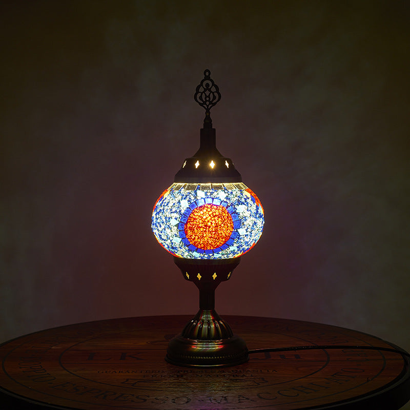 Traditional Tiffany romantic oval iron enameled 1-light table lamp for the bedroom | Kalsten