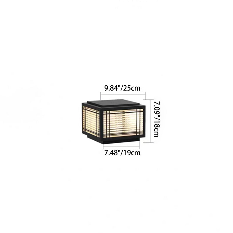 Traditional Chinese Square Aluminum Glass 1-Light Post Head Light For Garden | Kalsten