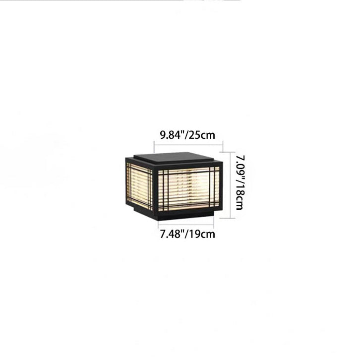 Traditional Chinese Square Aluminum Glass 1-Light Post Head Light For Garden | Kalsten