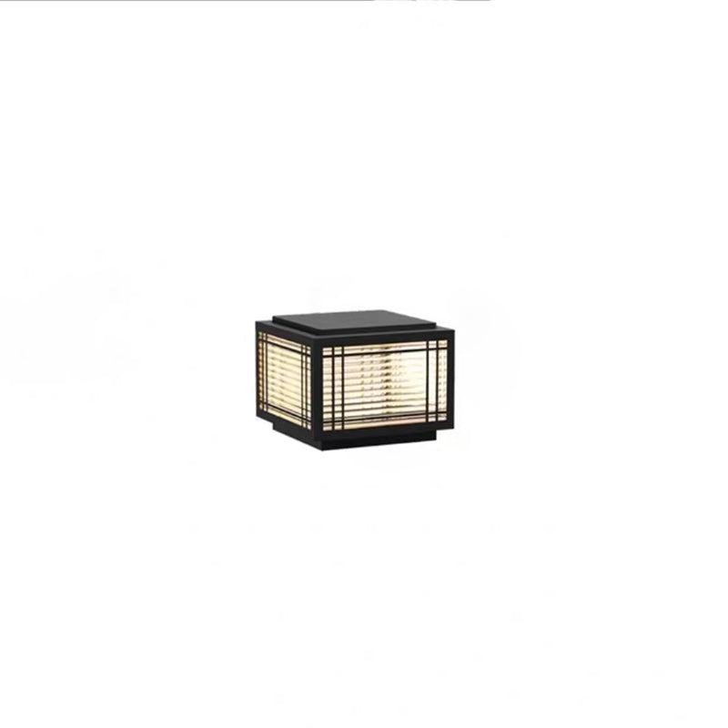 Traditional Chinese Square Aluminum Glass 1-Light Post Head Light For Garden | Kalsten