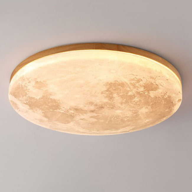Flush Mount Ceiling Light Wood 14.96 in Modern Hallway Living Room Bedroom LED Fixture 24W 2400lm | Kalsten