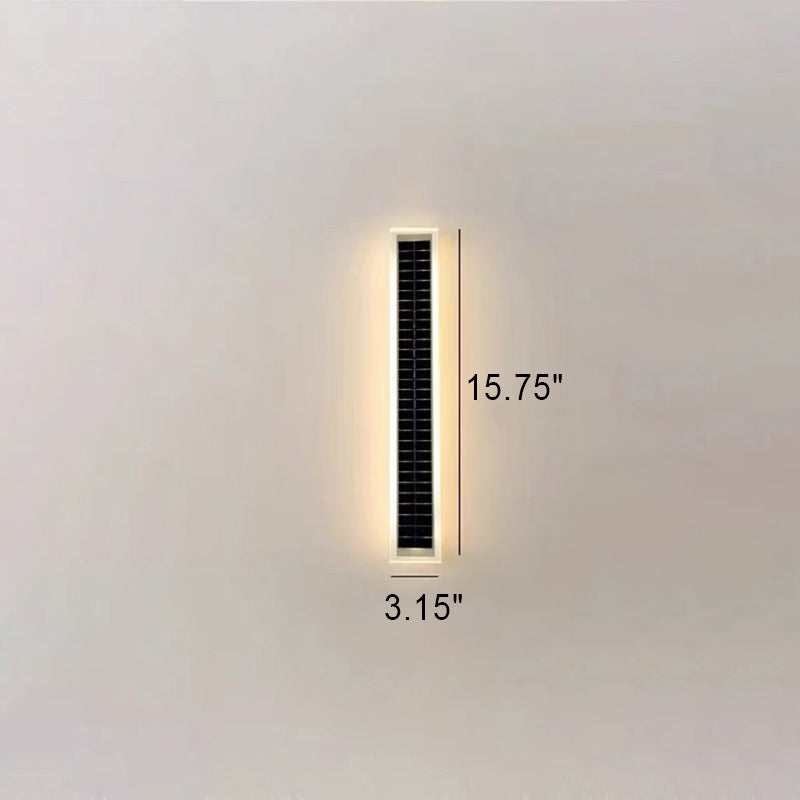 Minimalist Outdoor Solar Rectangular Strip Waterproof Patio LED Wall Sconce Lamp | Kalsten