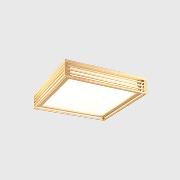 Flush Mount Ceiling Light Wood Acrylic 13.8 in LED Beige White Modern Bedroom Living Room Dining Room Lighting | Kalsten