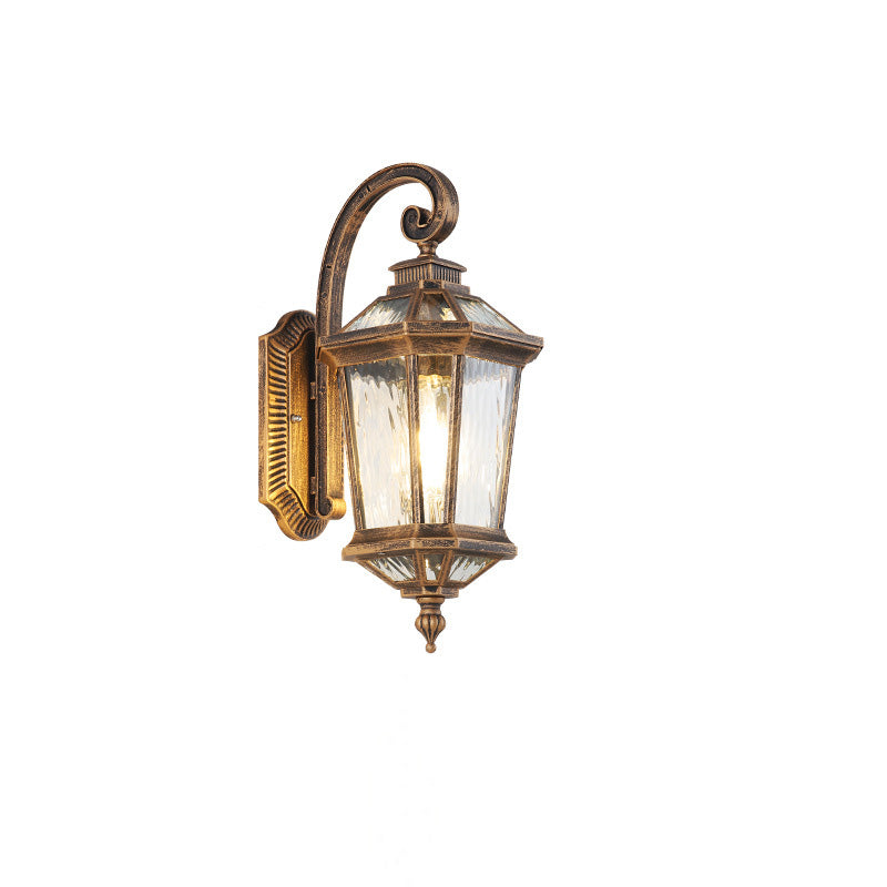 Traditional European Waterproof Aluminum Glass Octagon Cylinder 1-Light Wall Sconce Lamp For Garden | Kalsten