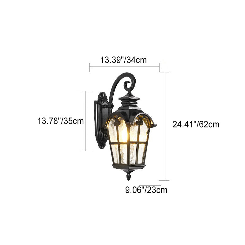 Traditional European Quadrilateral Window Shape Aluminum Glass 1-Light Wall Sconce Lamp For Outdoor Patio | Kalsten