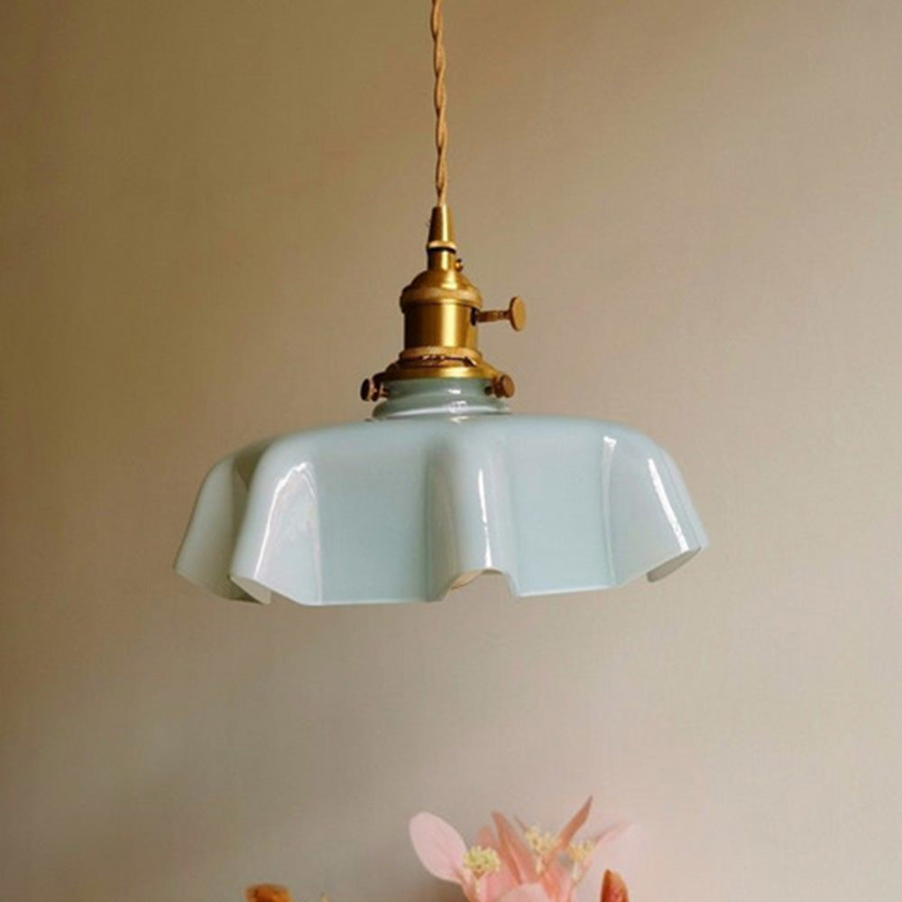 Modern Romantic Small Glass Ribbon Edge Pendant Light For Living Room | Kalsten