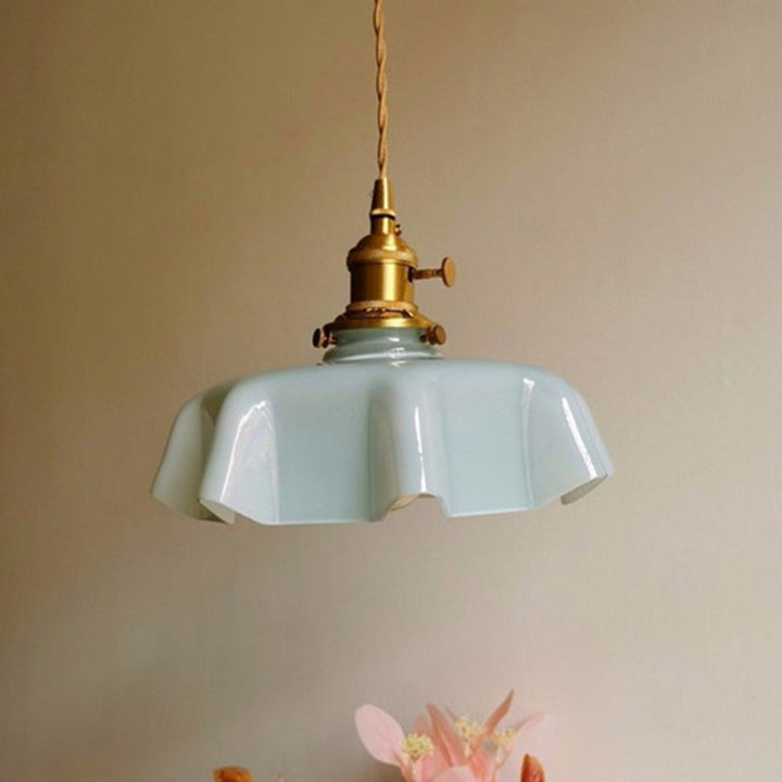 Modern Romantic Small Glass Ribbon Edge Pendant Light For Living Room | Kalsten