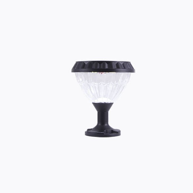 Modern Black Solar Die-Cast Aluminum Glass Outdoor Patio Waterproof Column Head Light | Kalsten