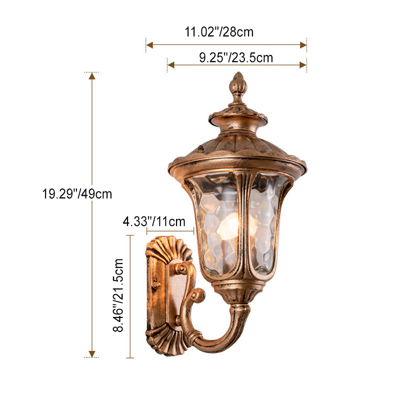 Traditional European Waterproof Castle Shaped Aluminum Glass 1-Light Outdoor Wall Sconce Lamp For Garden | Kalsten