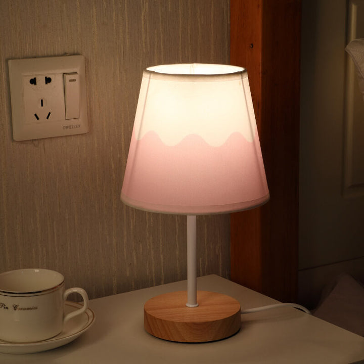 Nordic Vintage Fabric Cone Solid Wood LED Table Lamp | Kalsten
