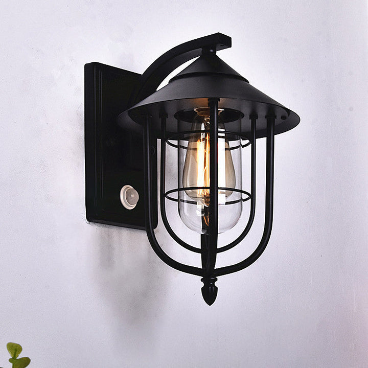 Contemporary Industrial Iron Waterproof Human Body Sensing 1-Light Outdoor Wall Sconce Lamp For Outdoor Patio | Kalsten