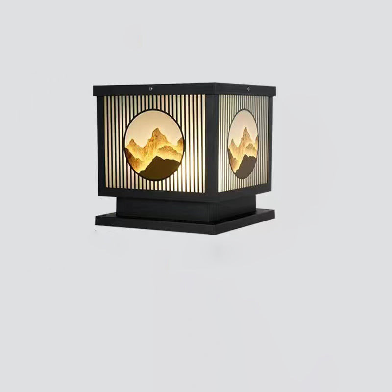 Traditional Chinese Aluminum Glass Square LED Waterproof Solar Landscape Light For Outdoor Patio | Kalsten