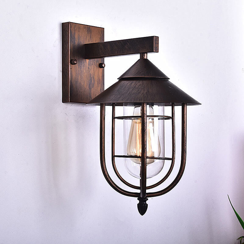 Vintage Industrial Iron Lantern Indoor Outdoor 1-Light Wall Sconce Lamp | Kalsten