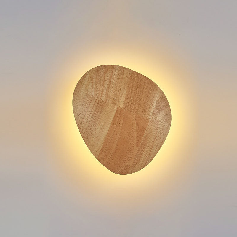 Modern Minimalist Round Irregular Oval Wood LED Wall Light Lamp for Living Room | Kalsten