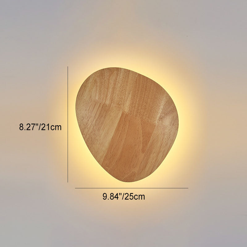 Modern Minimalist Round Irregular Oval Wood LED Wall Light Lamp for Living Room | Kalsten